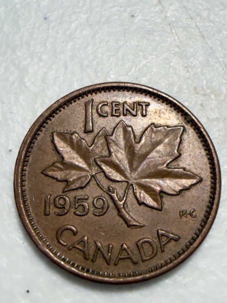 1959 Canadian one cent coin