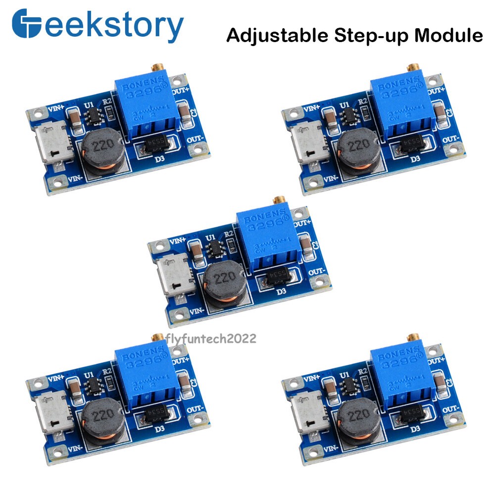 5PCS DC-DC Step-up Module 2A Adjustable Booster Board Micro USB interface
