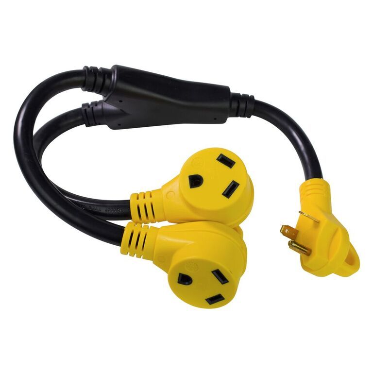 Adapter Y Split Power Cord 30 amp Male to (2) 30 amp Female Connectors RV