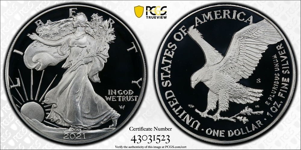 2021 Bullion Silver Eagles PCGS PR-70 DCAM Silver Eagle - Type 2 First Strike