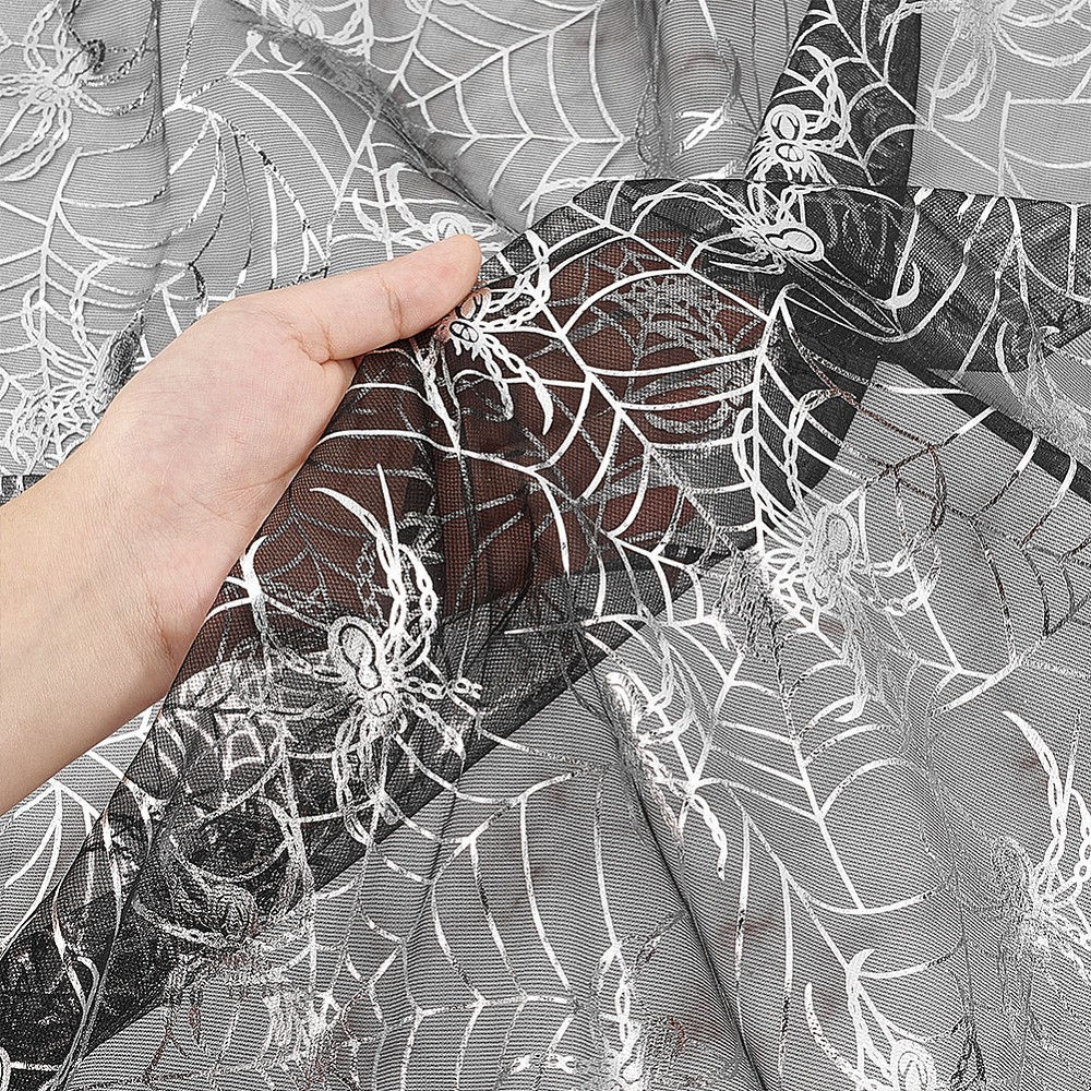 2.19yards/2m Spider Pattern Polyester Fabric for Garment Accessories Black