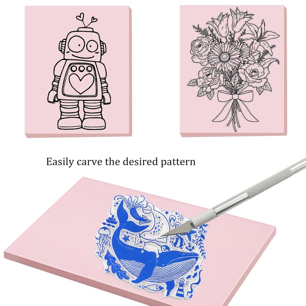 5 PCS Rectangular Rubber Stamp Carving 4x6 Linoleum Blocks Printmaking Linocut