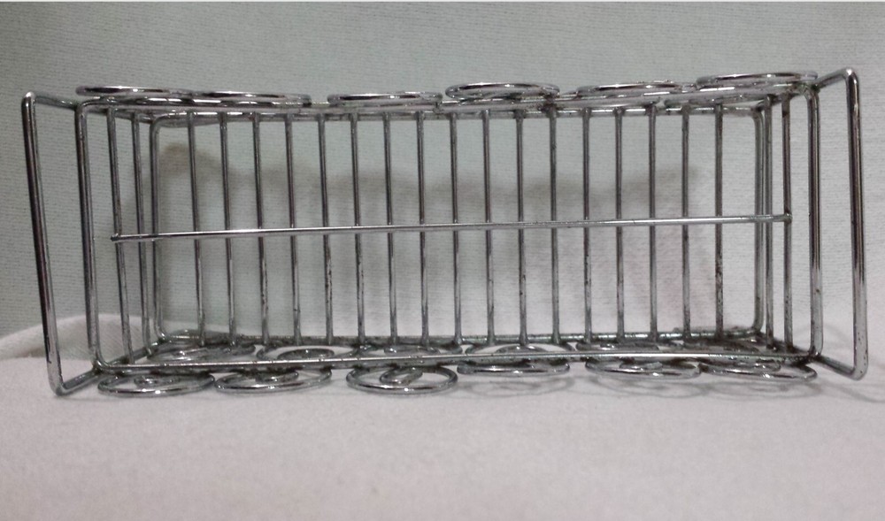 Rectangular Silvertone Sm Metal Makeup Organizer for Vanity Tabletop Pre-owned