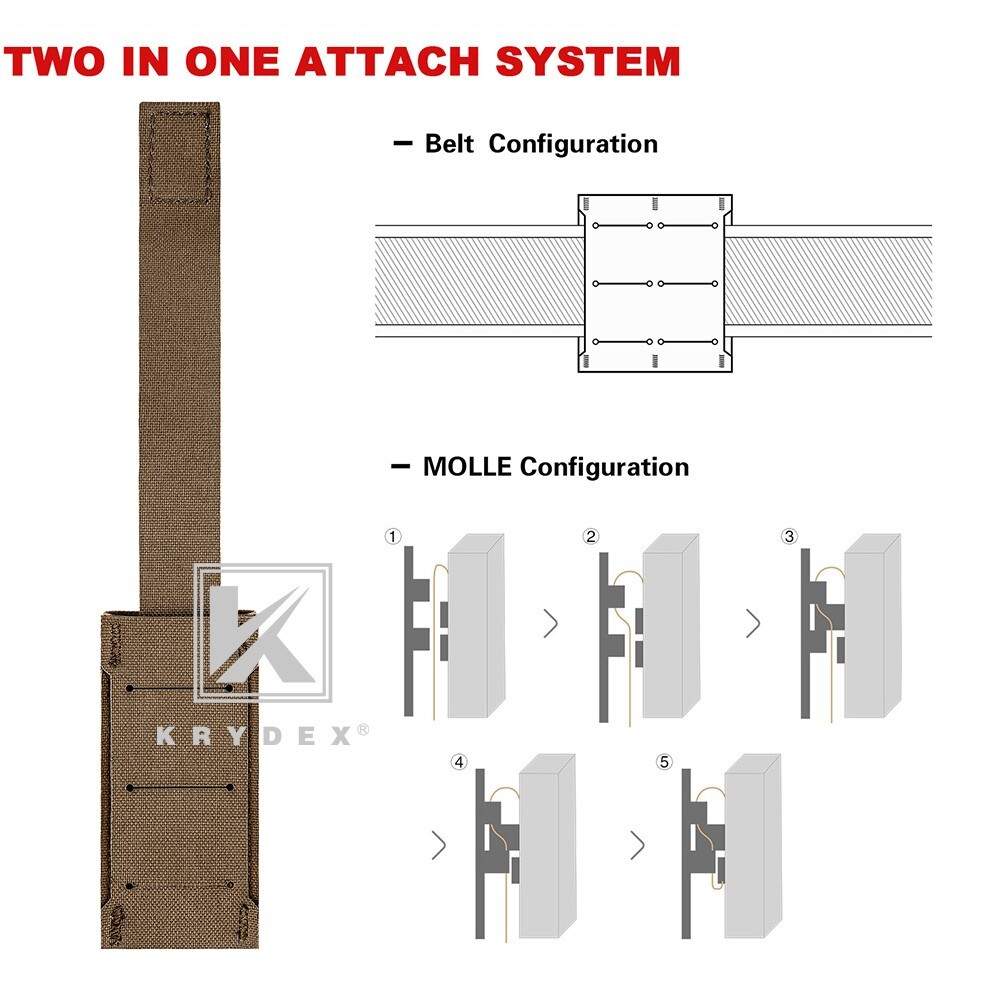 KRYDEX Tactical Double Stack Pistol Single Mag Pouch Belt / MOLLE Mounted Coyote