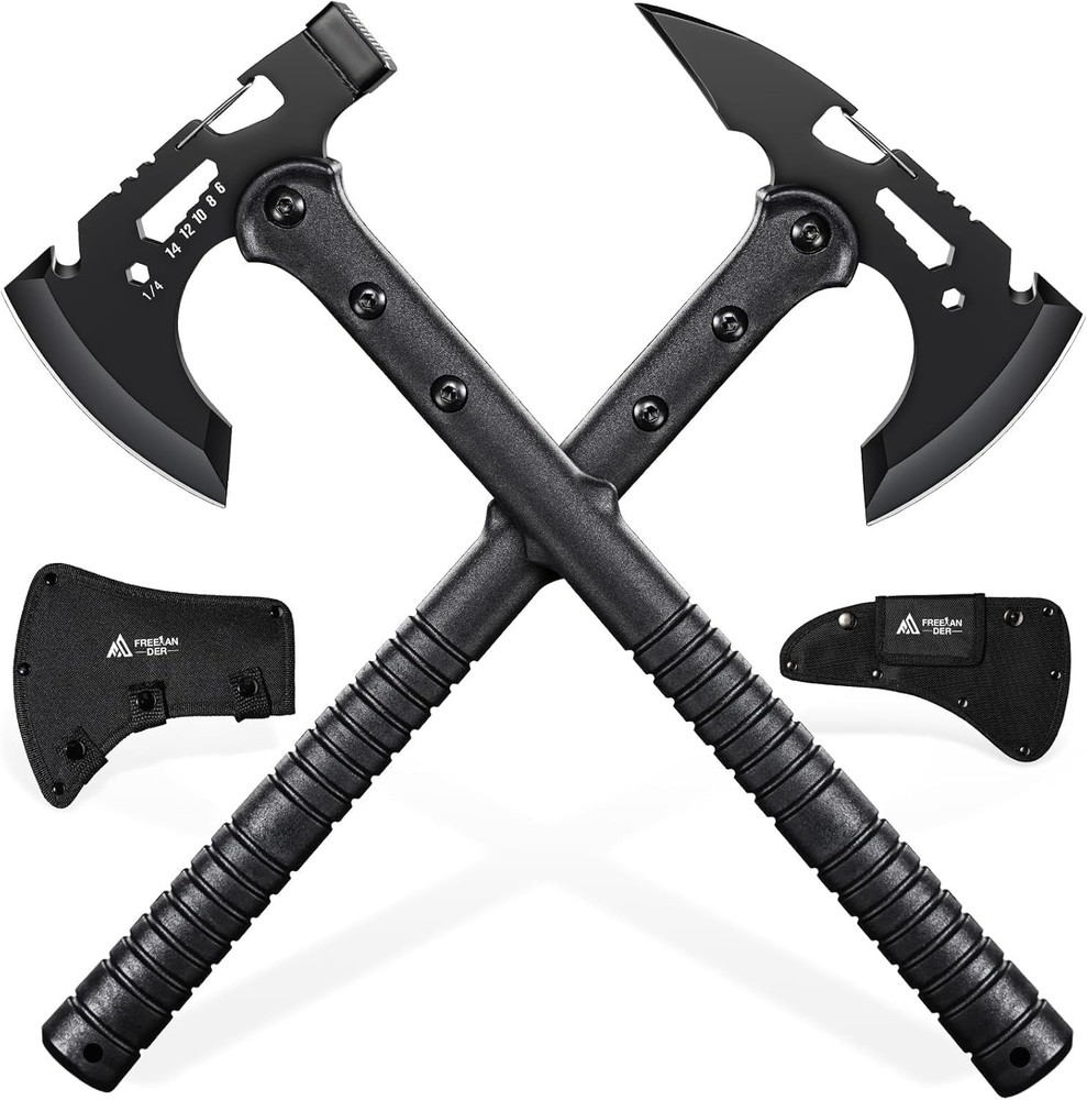 Freelander Tactical Axe 2 Pack, Sharp Tomahawk with Sheath, Portable Tomahawk wi