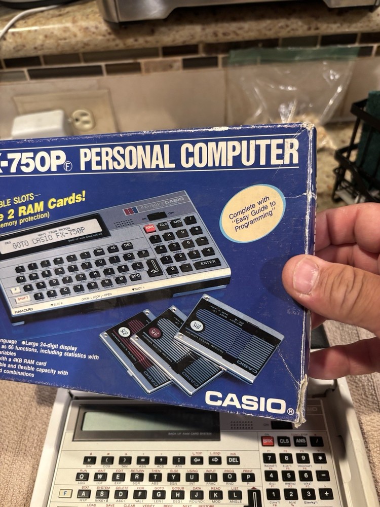 Casio FX-750P Programmable Computer w/ 2 RAM Cards Tested + Box