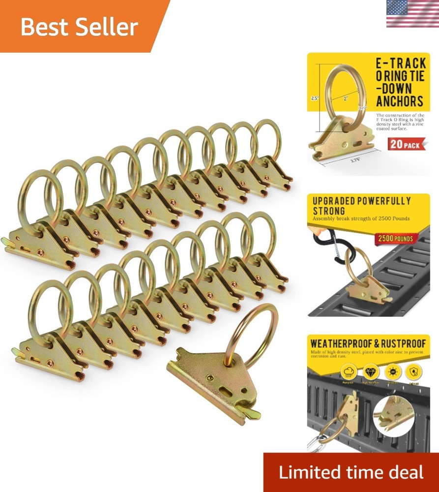 Versatile 20pcs E-Track O-Ring Anchors - 2000lb Load Capacity, Rust-Resistant