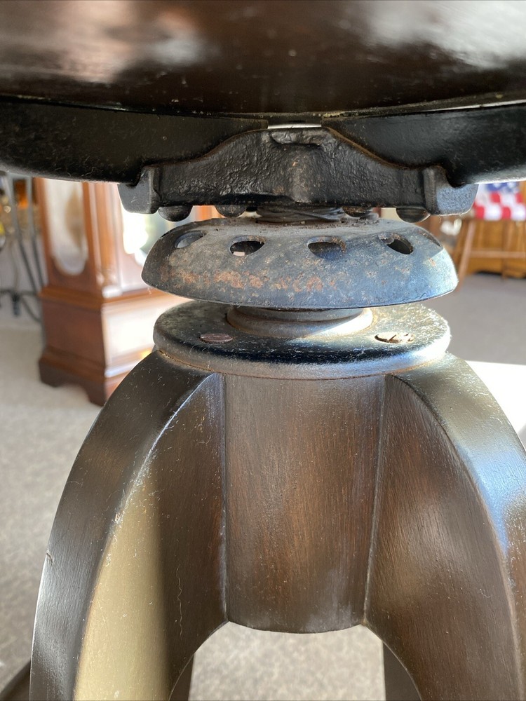 Vintage Industrial Adjustable Heavy Solid Wood Iron Stool Local Pickup Please