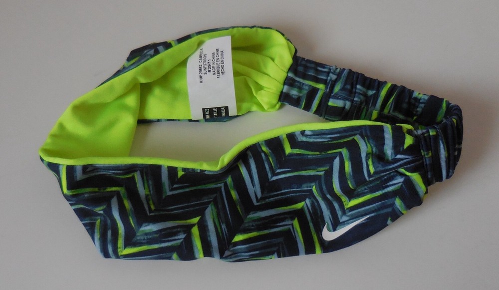 Nike Printed Dri-Fit Reversible Headband Volt/Mica Blue/White