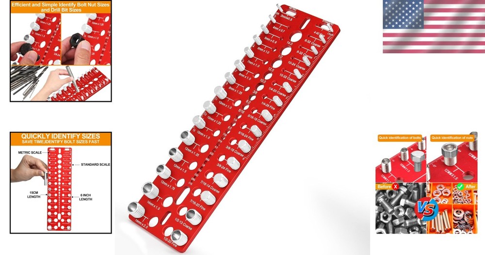 Thread Checker Bolt Nut Gauge SAE Metric Drill Bit Measurement Tool