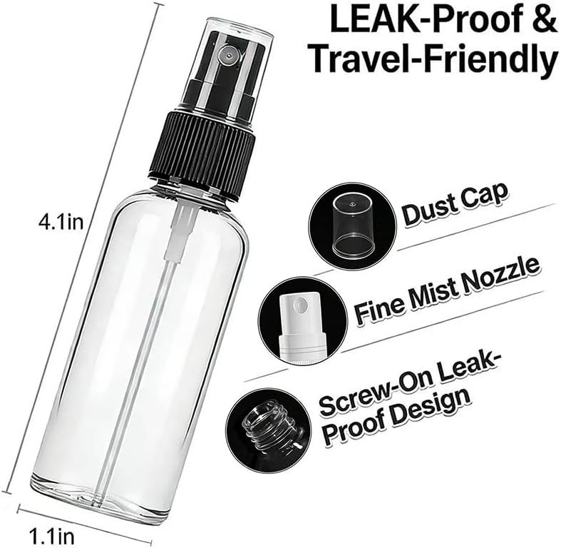 Thickened 1 Oz Plastic Travel Sprayers - Leak-Proof 2 Pack for Versatile Use