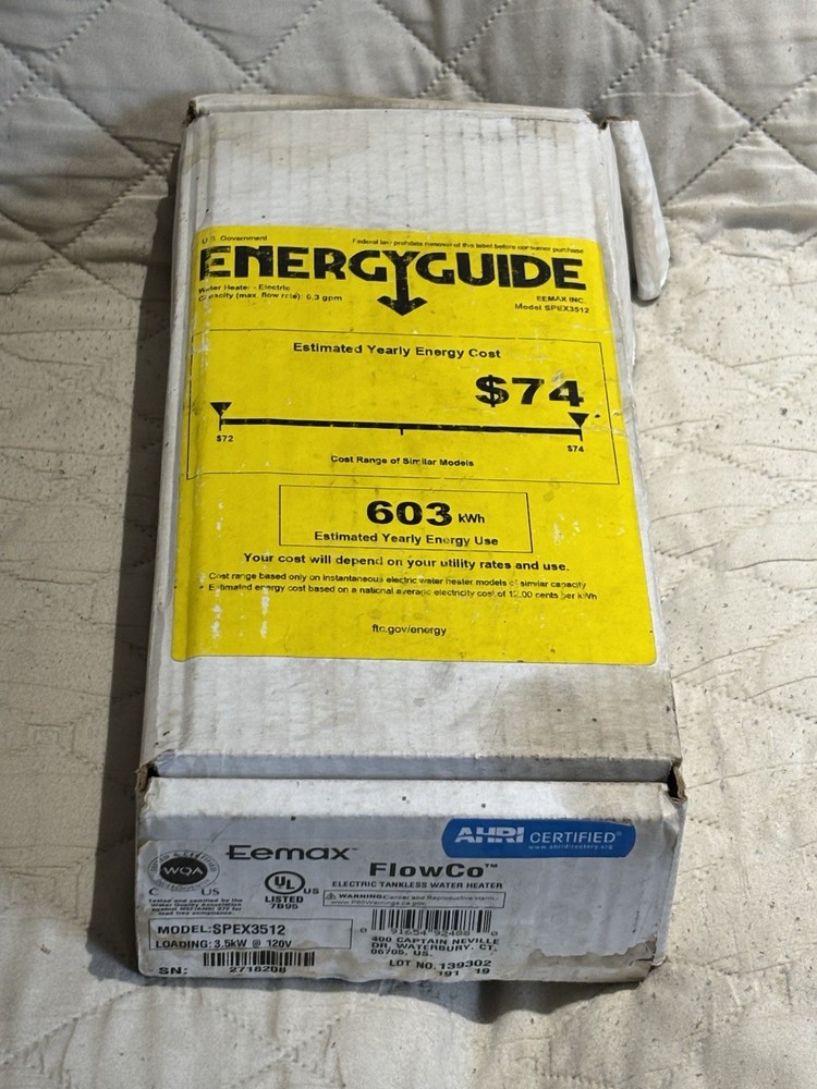 Eemax SPEX3512 FlowCo Electric Tankless Water Heater 3.5kW @ 120V NEW OLD STOCK