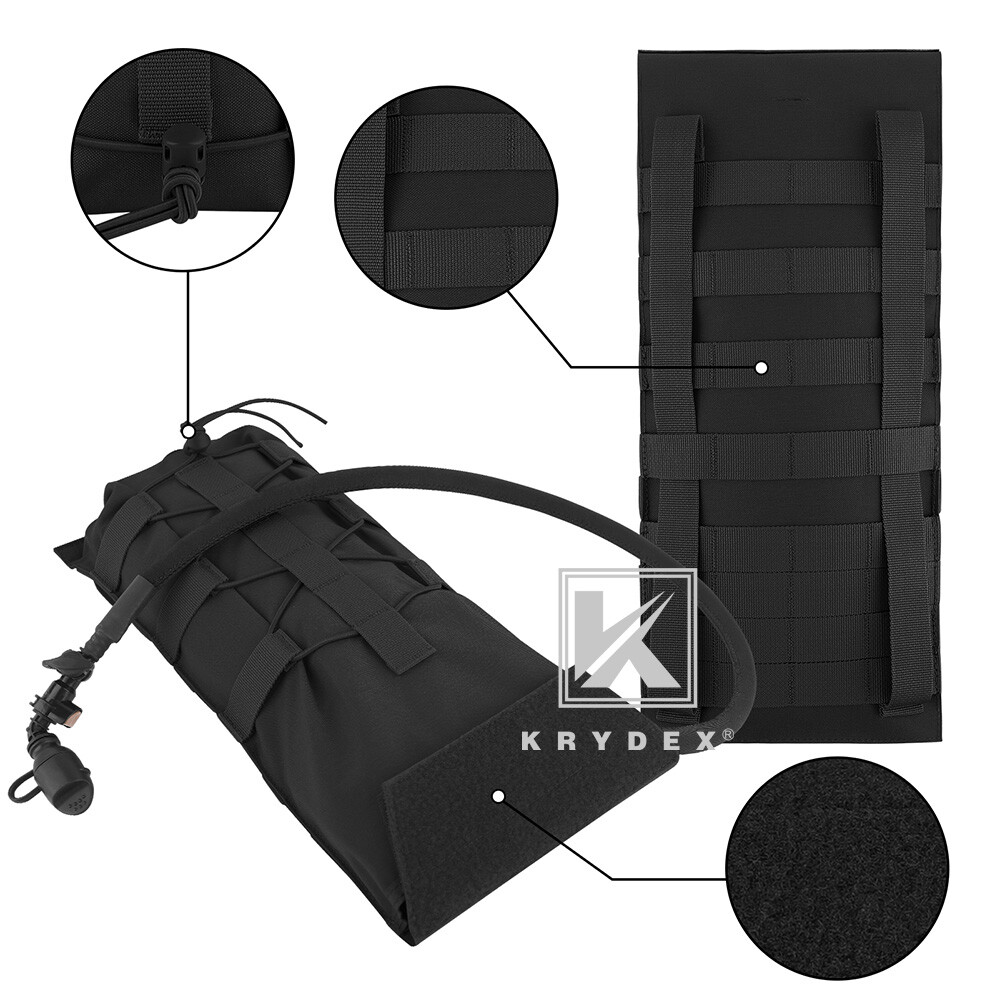 KRYDEX Tactical Hydration Carrier Pack MOLLE Pack Modular 3L Water Bladder Black