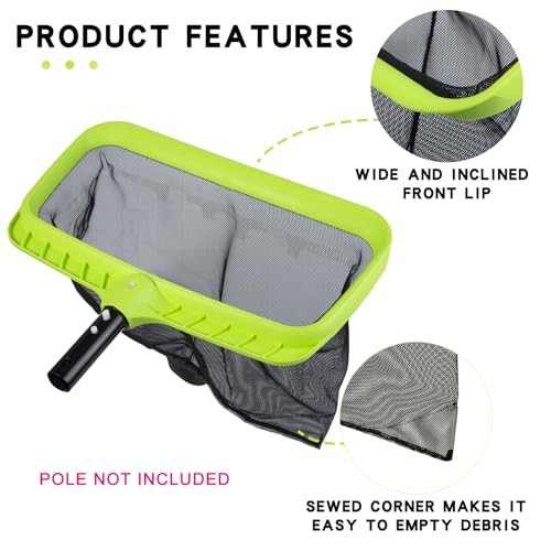 Swimming Pool Leaf Skimmer Net,Reinforced Frame Deep Rake Net Plastic Edge
