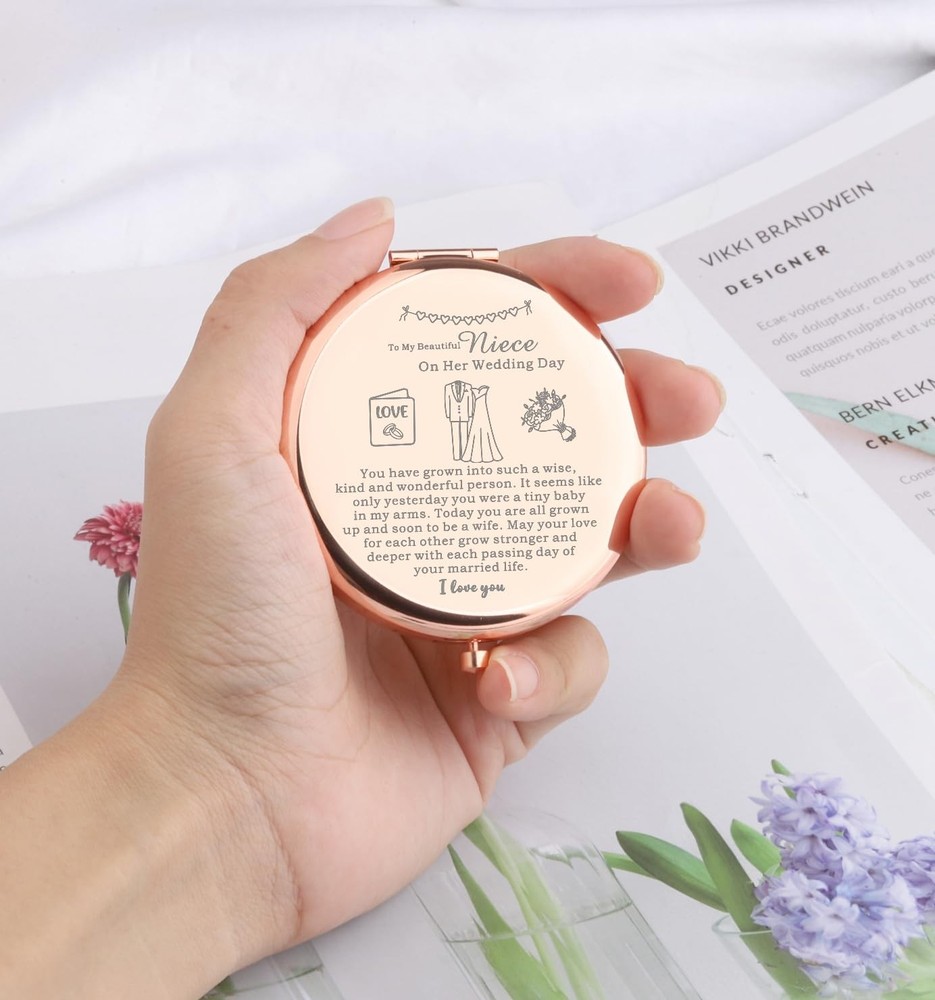 Compact Makeup Mirror Niece Wedding Gift Aunt Bride Pockets Cosmetic Tool