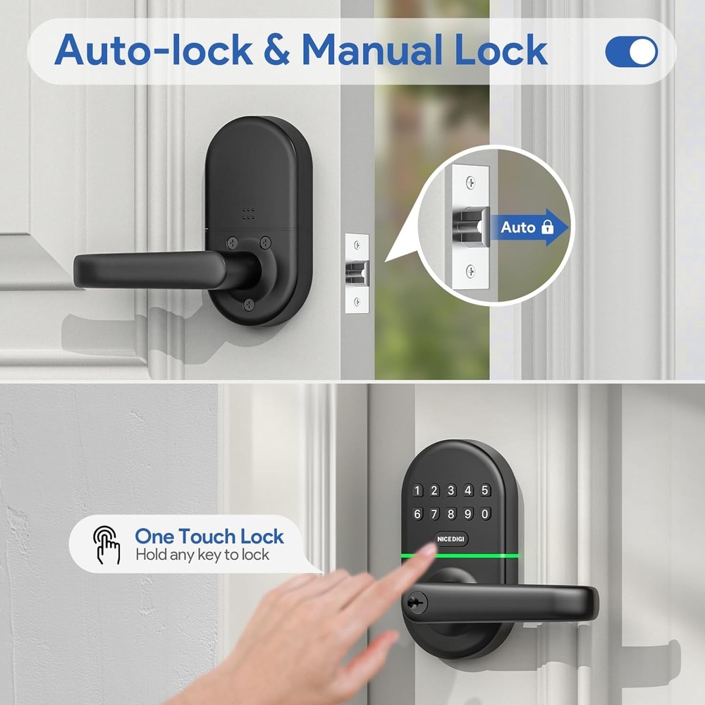 Door Lock with Handle: Keyless Entry Smart Lock for Front Door