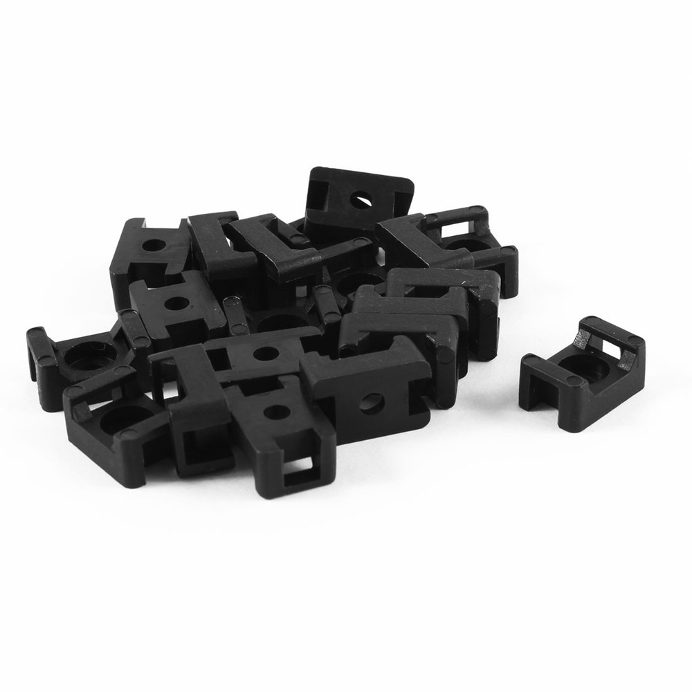 20 x Wire Cable Tie Wrap Base Saddle Mount Black 3mm Screw Hole