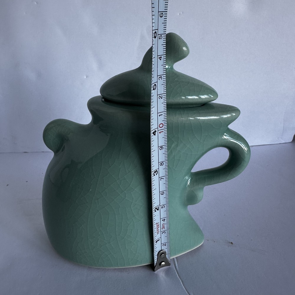 MICHAEL LAMBERT STUDIO Dancing & Struttin Creamer & Sugar Set Signed Aqua Green