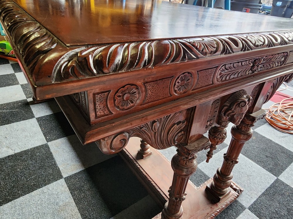 French Renaissance Writing Desk Table w/ Cherubs