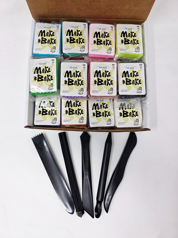 Make & Bake Clay Polymer Variety Pack - 20 Assorted Colors and 5pc Tool Set for