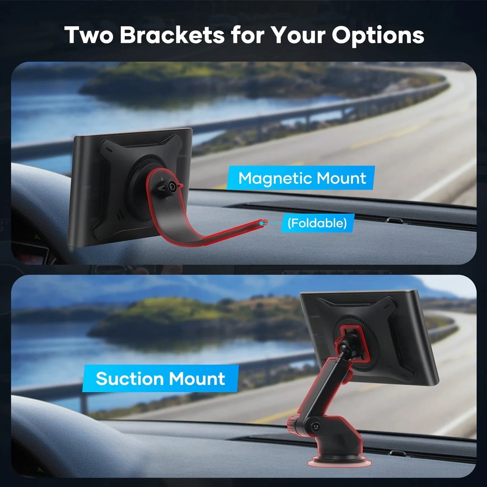 Miroir Drivvplay, Wireless Car Play and Android Auto Display, 7" Touch Screen