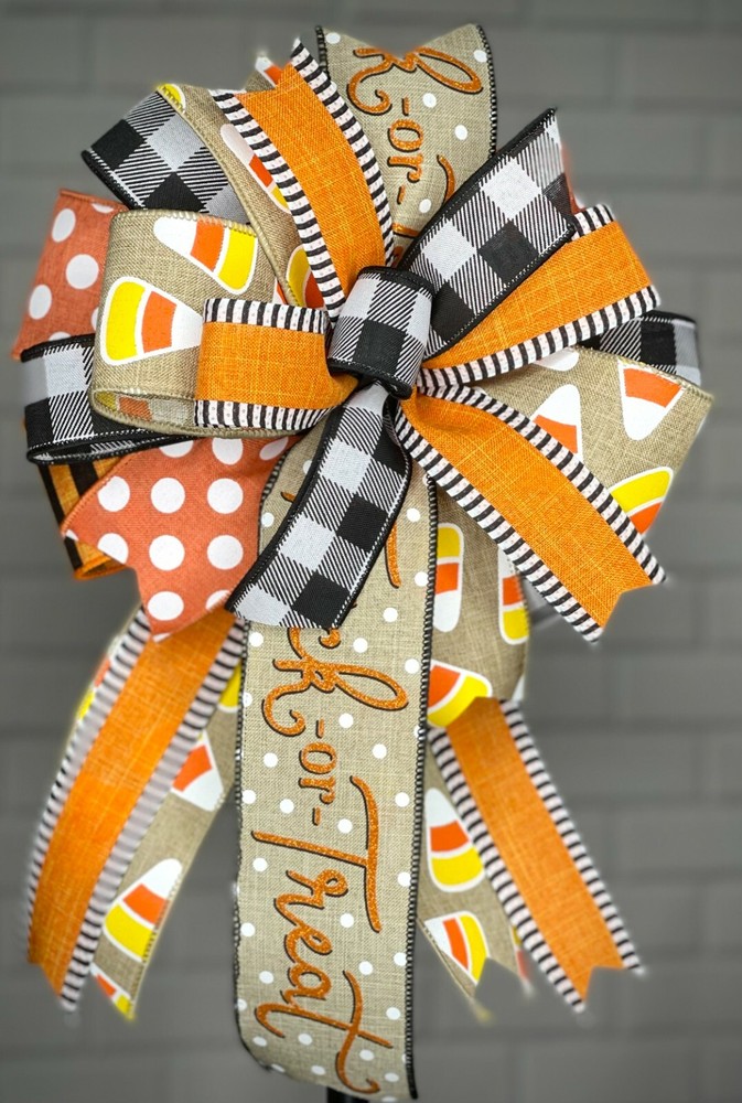 Halloween Candy Corn Wreath Bow, Halloween Decor
