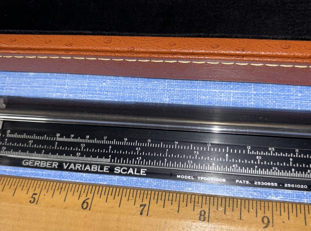 Vintage Gerber Variable Scale Engineering Slide Rule Model TP007100B With Case
