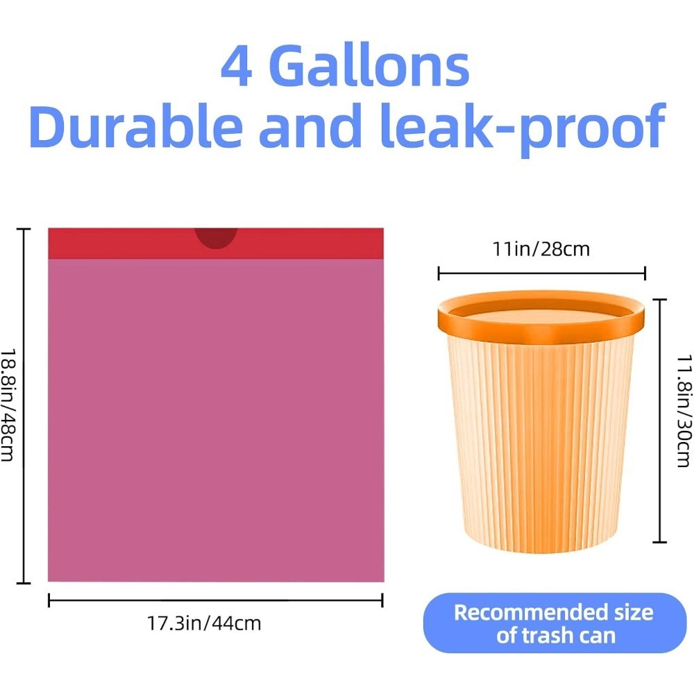 4 Gallon Drawstring Trash Bags 20 Count, Small Plastic Garbage Bags Unscented