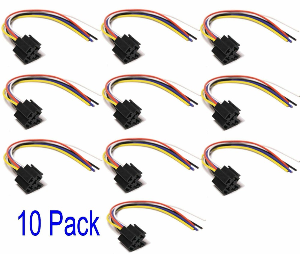 CAR ELECTRONICS 5 WIRE SOCKET HARNESS RELAY FOR HID 12V RELAY 5 PINS PLUG x 10
