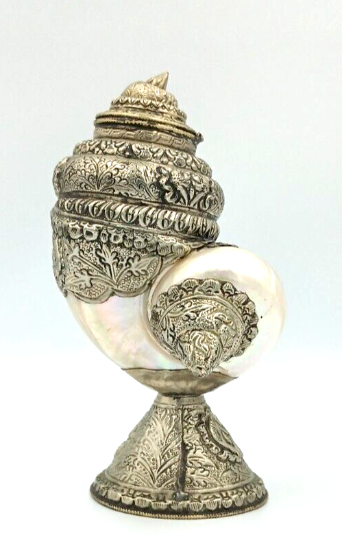 Antique Anglo Indian Silver Nautilus SIGNED Shell Cup