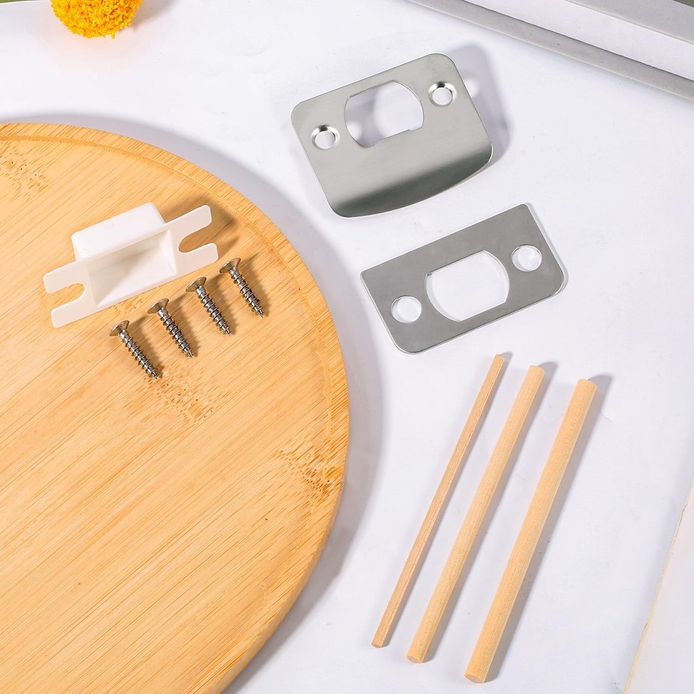 1 Set Door Strike Plate, Standard Latch Restorer with Medium, Silver