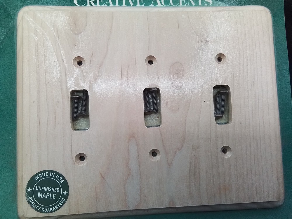 3 TOGGLE LIGHT SWITCH OUTLET UNFINISHED MAPLE WALLPLATE NEW JACKSON DEERFIELD