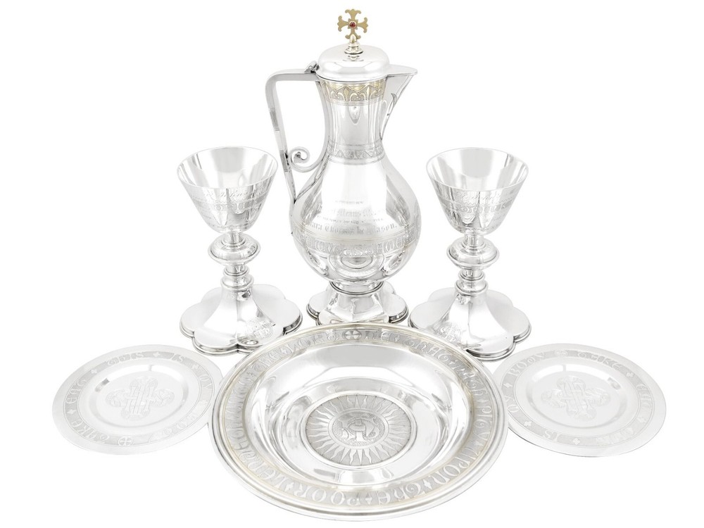 Antique Victorian Sterling Silver Communion Set
