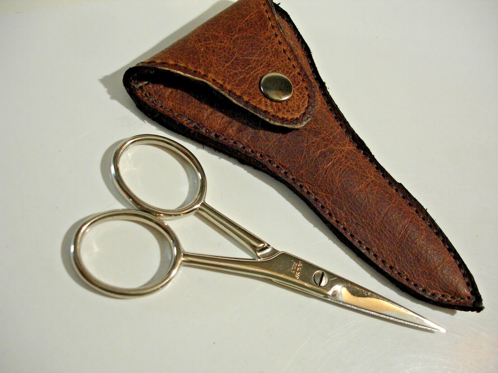 4" La Cross ITALY Professional Sharp Moustache Beard Trimming Scissors w/ Case