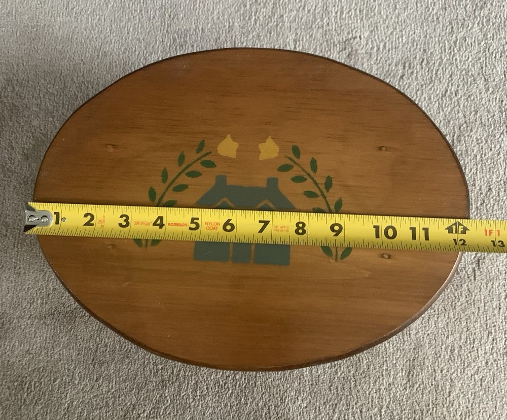 Solid Wood Oval Footstool/Step Stool Bench Hand Made Signed Dated 1994 Country