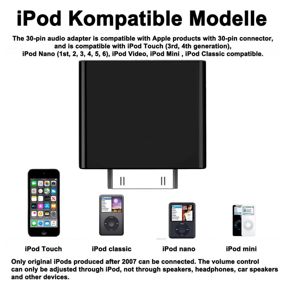 Bluetooth Transmitter for iPod Classic, Plug-and-Play Bluetooth Adapter Conne...