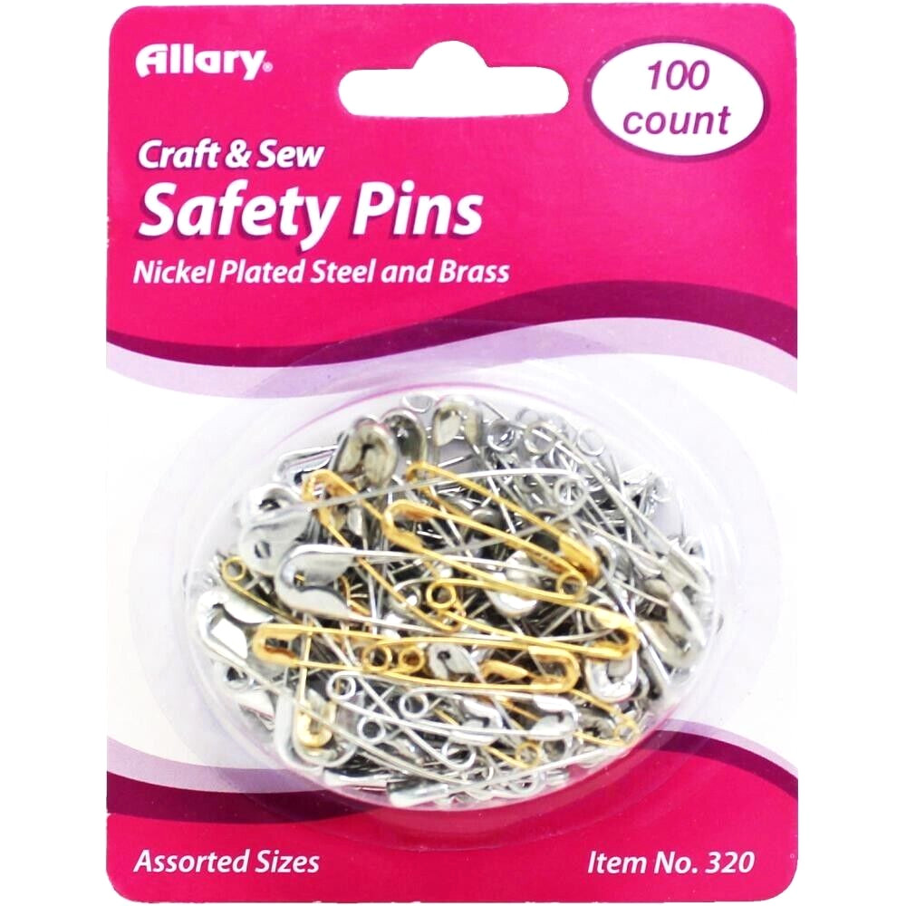 Safety Pins (Assorted Sizes), 100/Pack by Allary