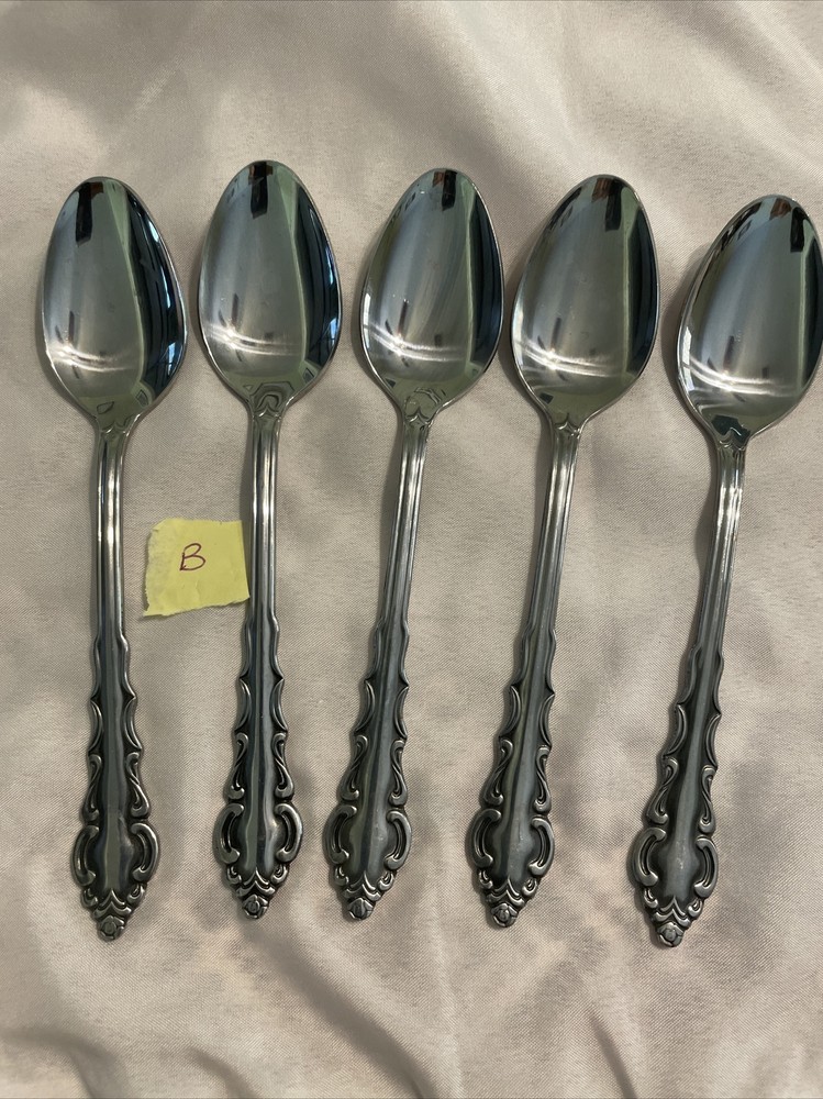 5 Pcs Rogers Co MELODY Teaspoons Silverware Flatware Spoons Nice Korea