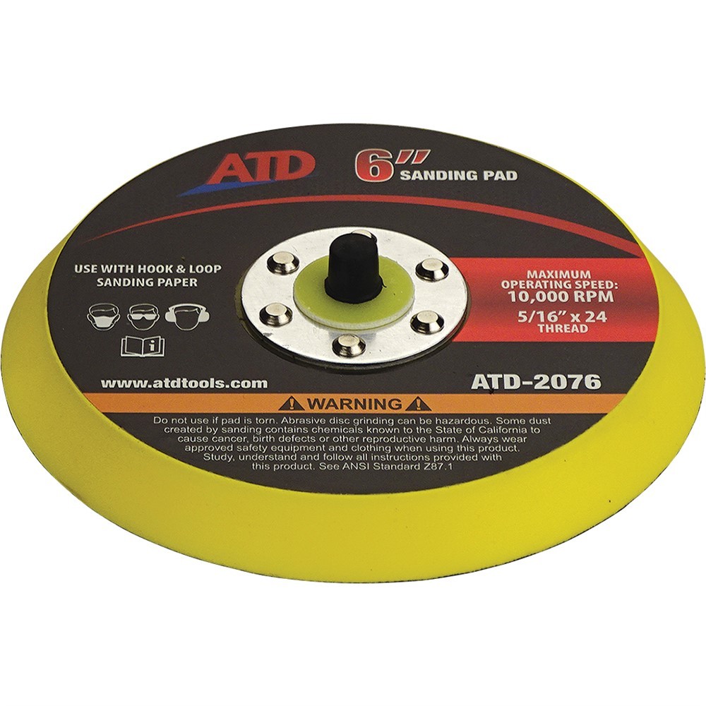 6" Dia D.A. Sander Hook & Loop Backing Pad #ATD-2076