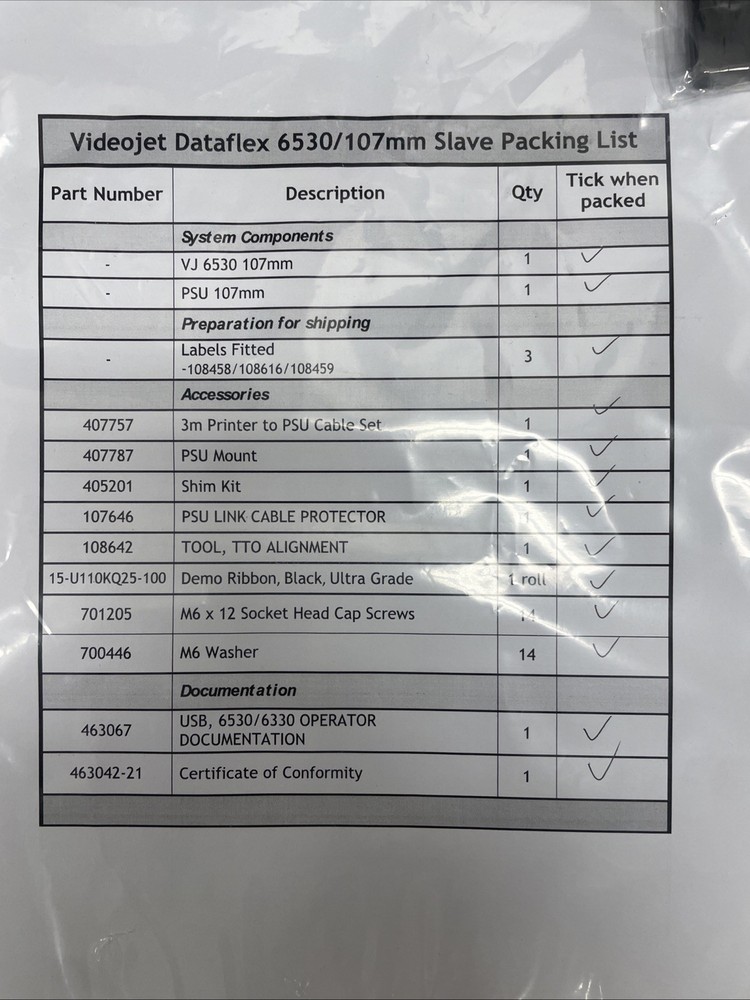 Videojet DataFlex 6530 Thermal Transfer Printer RH
