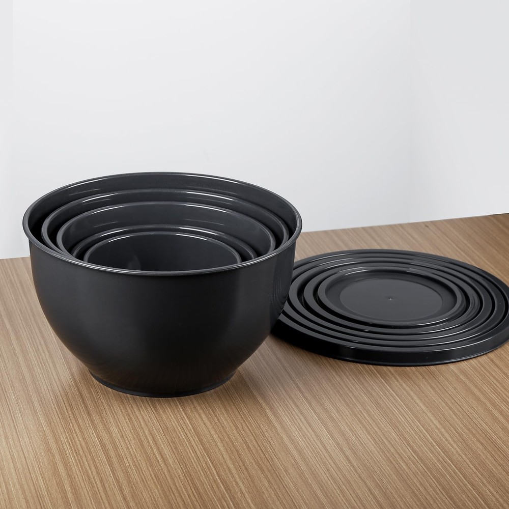 Greentainer 5-Piece Plastic Mixing Bowls with Lids Set for Kitchen, Nesting B...