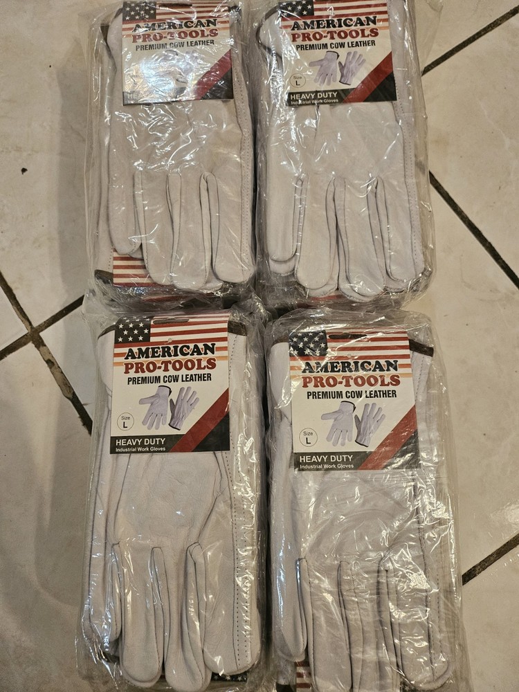 4 Docenas De Leather Gloves size L