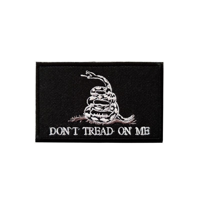 Gadsden Don't Tread On Me Snake Patch -Hook And Loop Backing- White Black