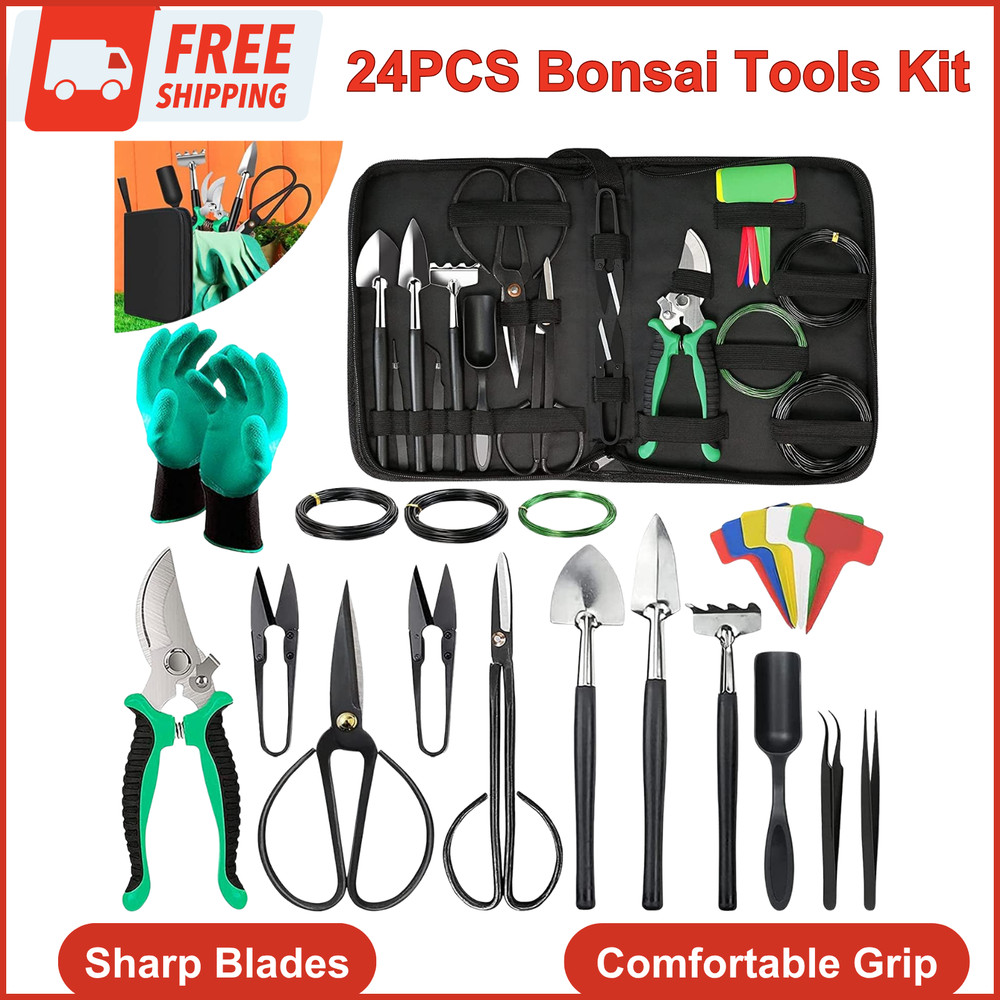 Bonsai Tools Kit - 24 PCS Bonsai Tree Kit Tools for Beginners, Bonsai Tool Set