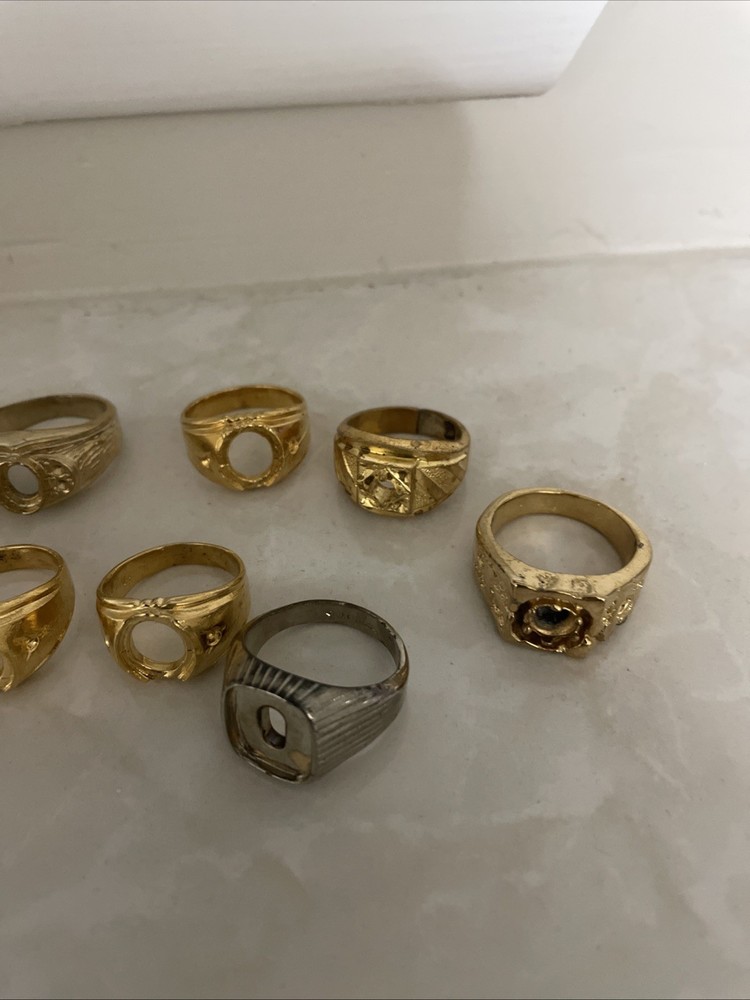 14 Assorted Plated Brass Ring Mounting Settings