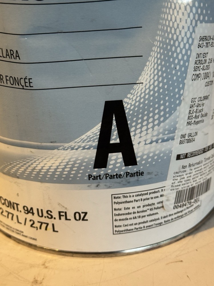 Sherwin Williams Acrolon 218 HS Polyurethane Gloss Paint Part A/ Maroon