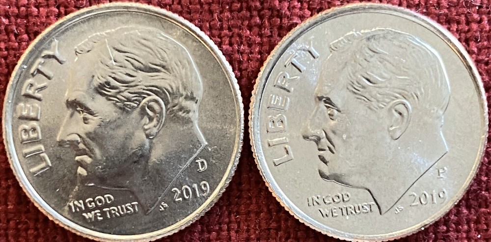 2019 P & D Roosevelt Dimes - BU (two coins)