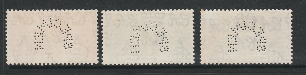Ceylon 1937 Coronation perf 'SPECIMEN' SG 383s-385s Mint.