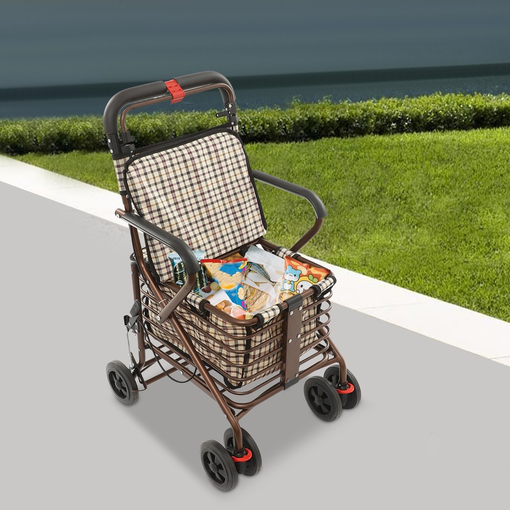 Foldable Rollator Walker with Seat, 330 lbs Capacity, Padded Seat & Backrest