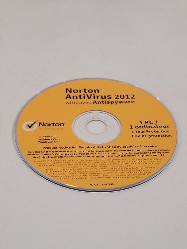 Norton AntiVirus 2012 with Antispyware - Disc Only